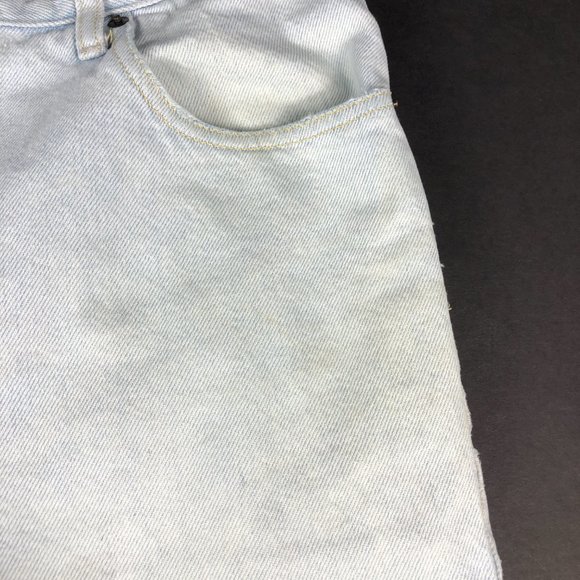 VTG 90s Bugle Boy Jeans Men's 32 x 29* Light Blue Thrashed Stained Denim Cotton - Picture 3 of 16